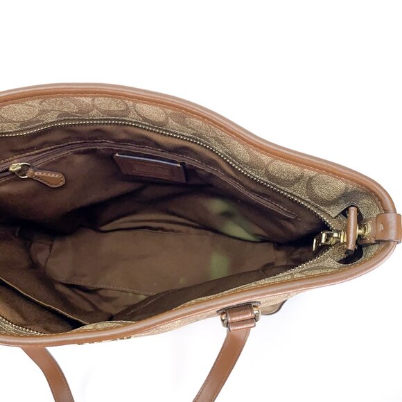 COACH Signature C Coated Canvas Brown Tote Shoulder Bag - J1723-F58294 - Picture 6 of 16
